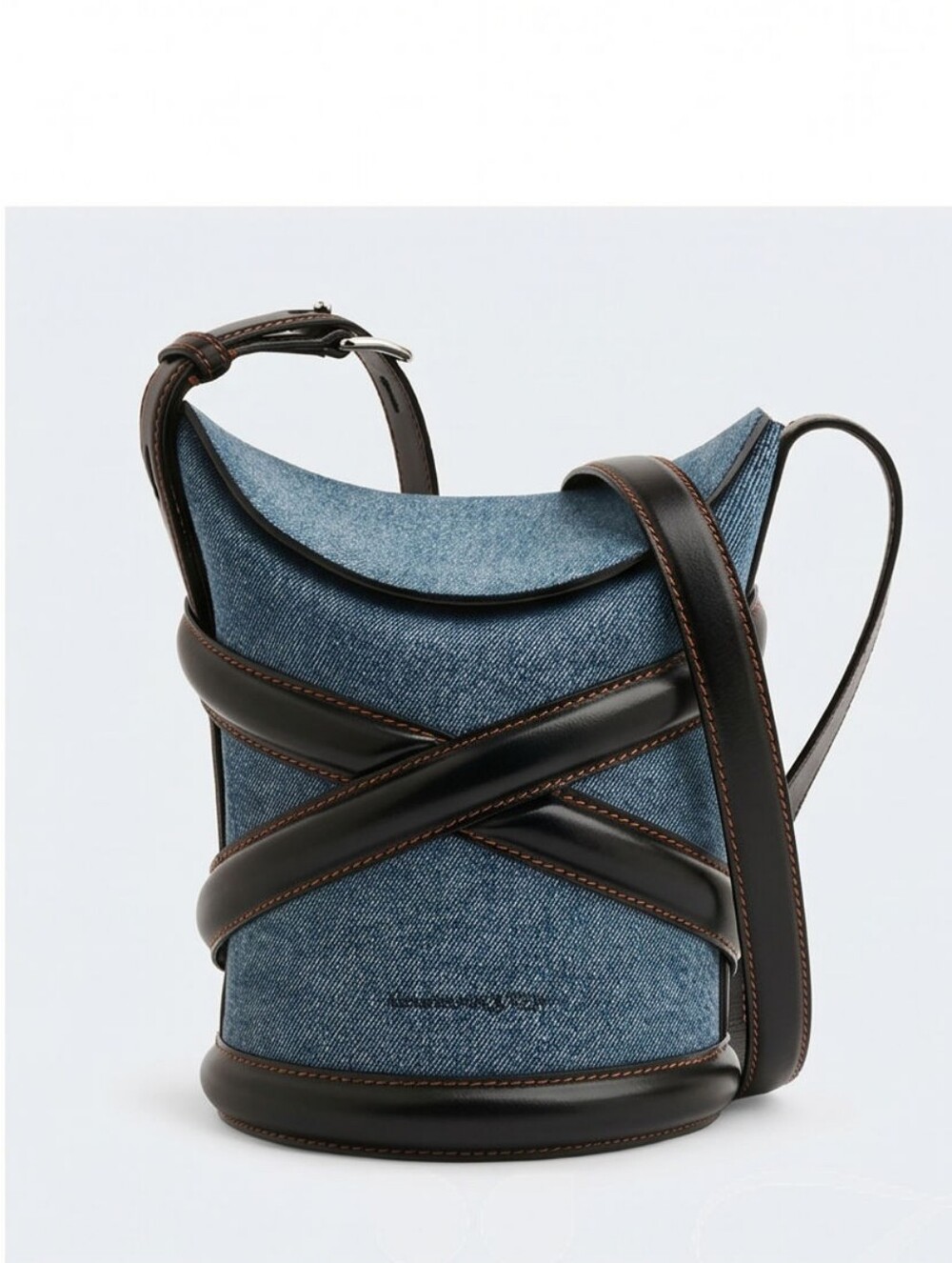 ALEXANDER McQUEEN Denim & Calfskin The Curve Small Shoulder| Crossbody - Picture 2 of 9